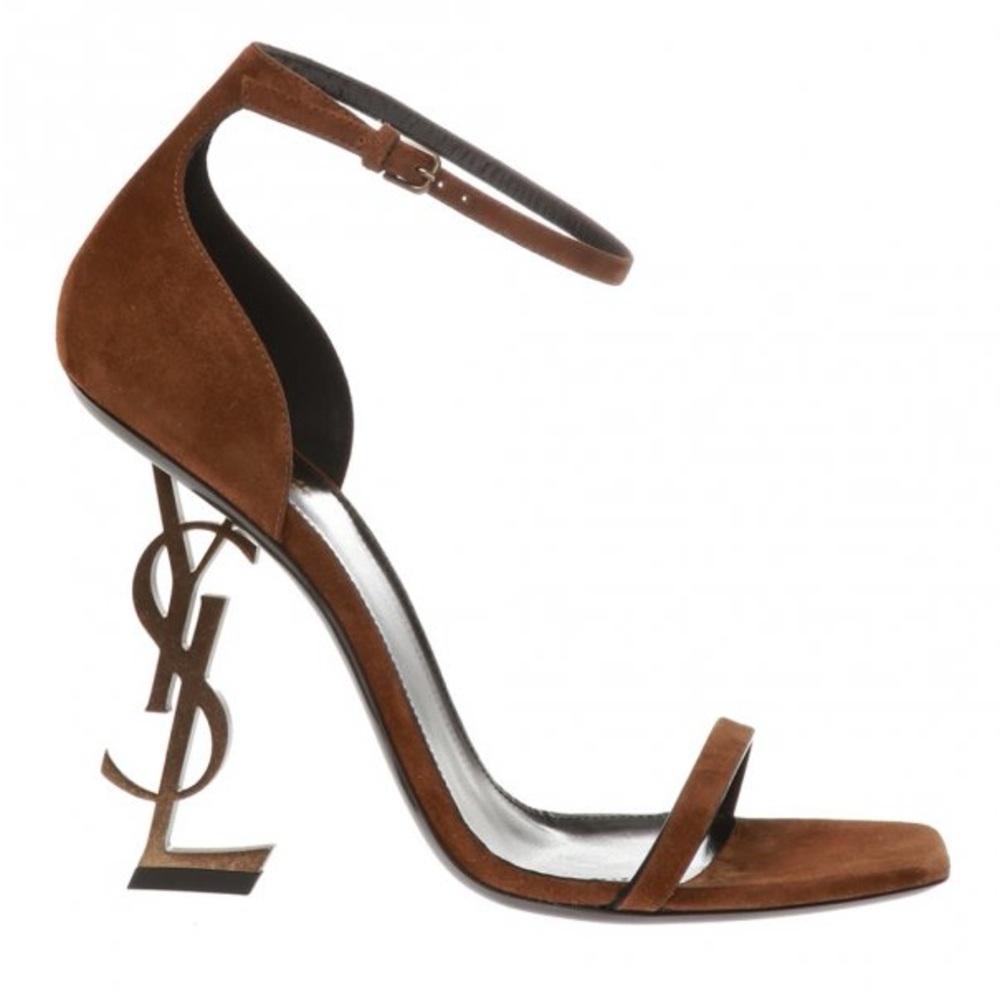 SAINT LAURENT SUEDE BROWN OPYUM HEELS